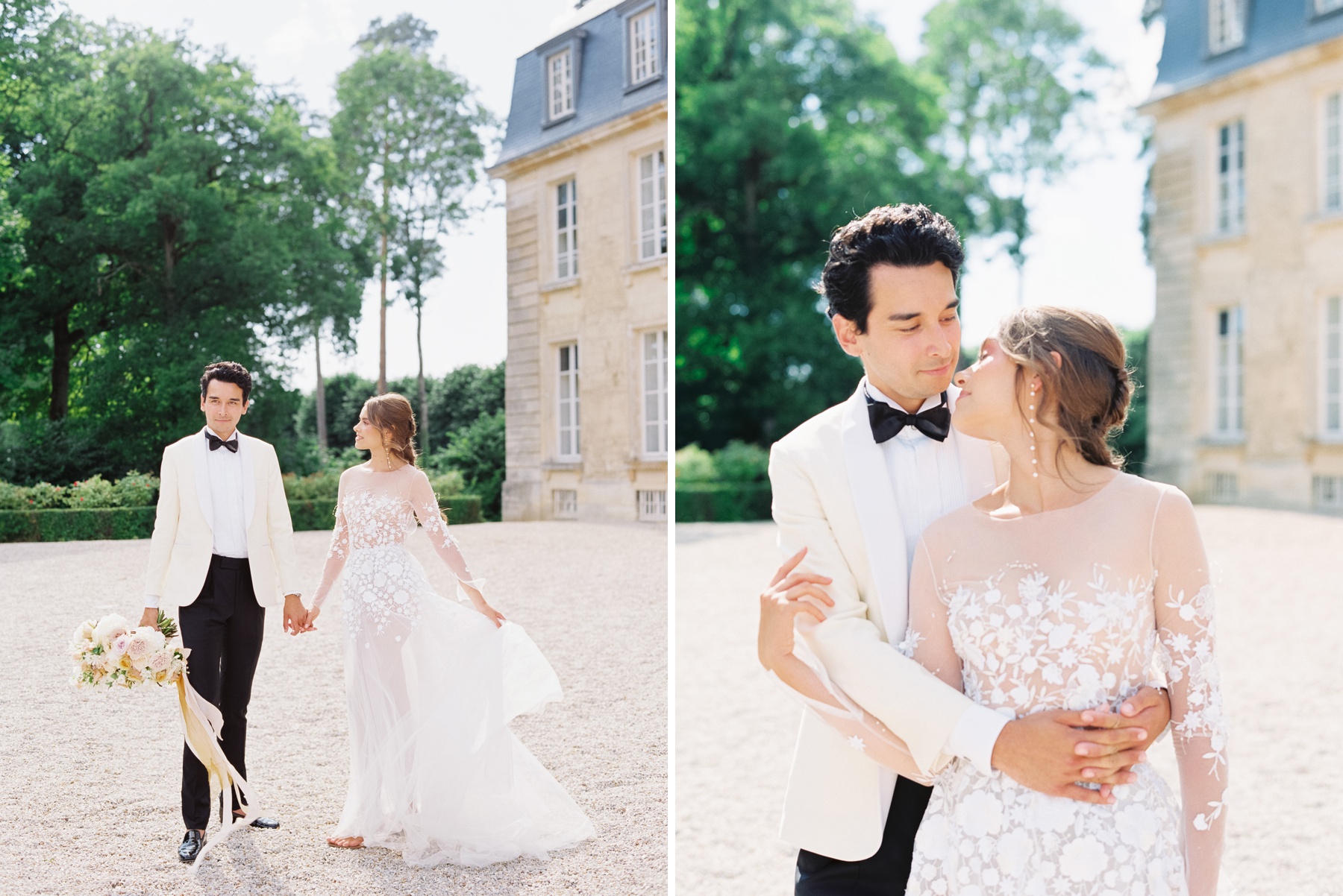 romantic french wedding applique dress