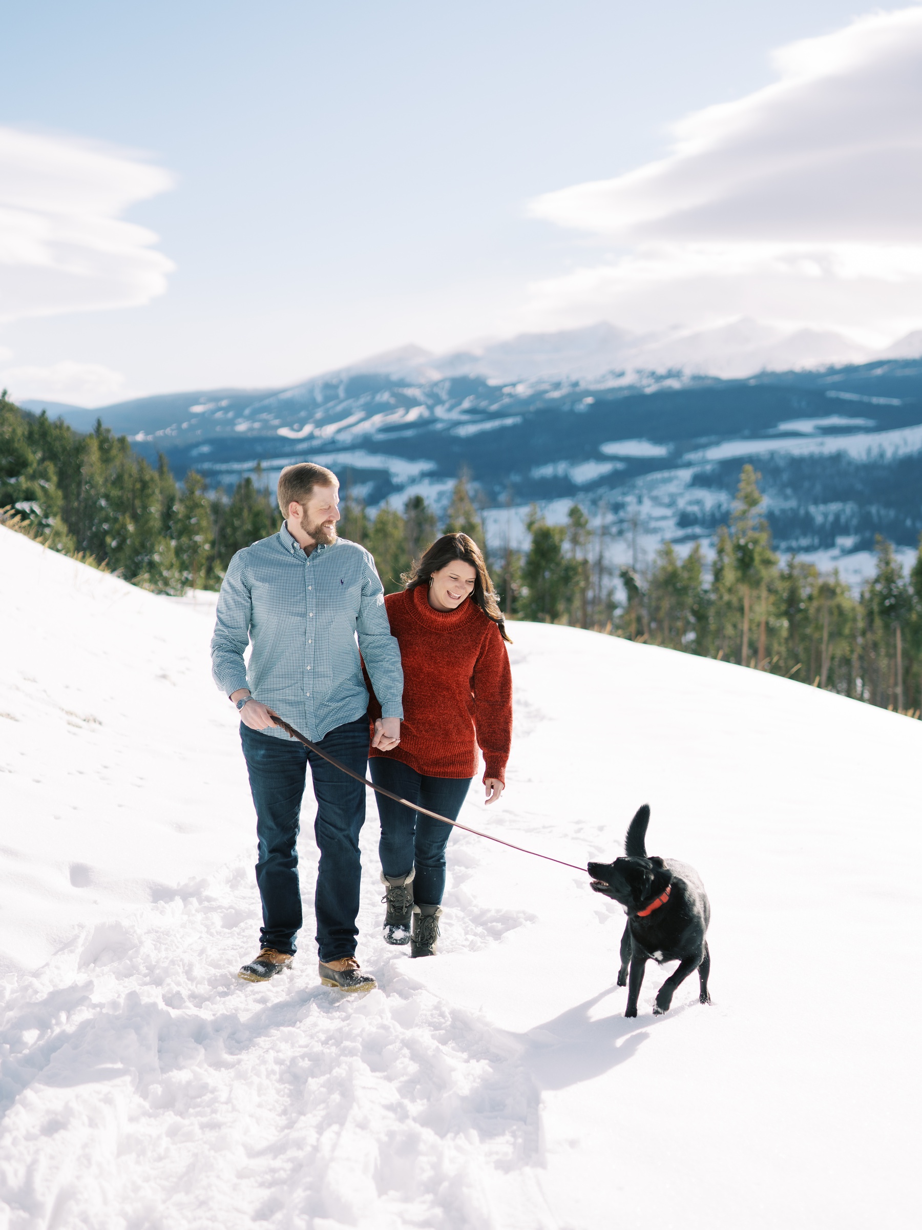Winter Engagement Session Bringing Your Dog to Engagement Session Colorado