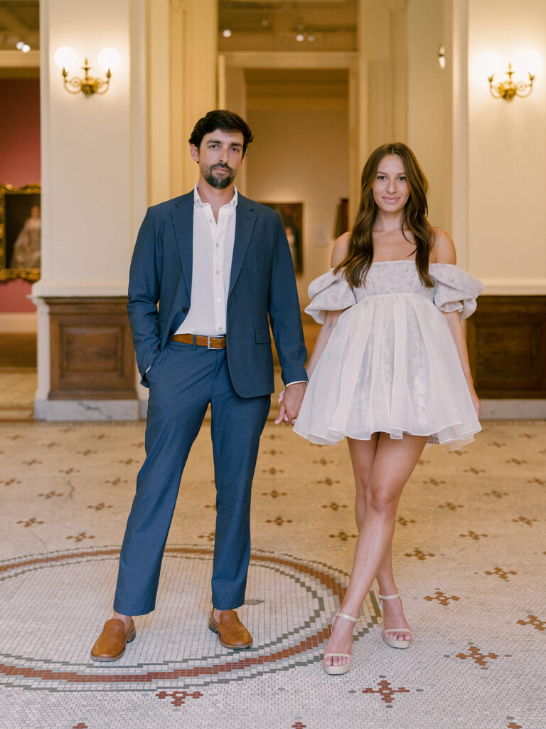 Couple walking inside the Gibbes Art Museum in downtown Charleston