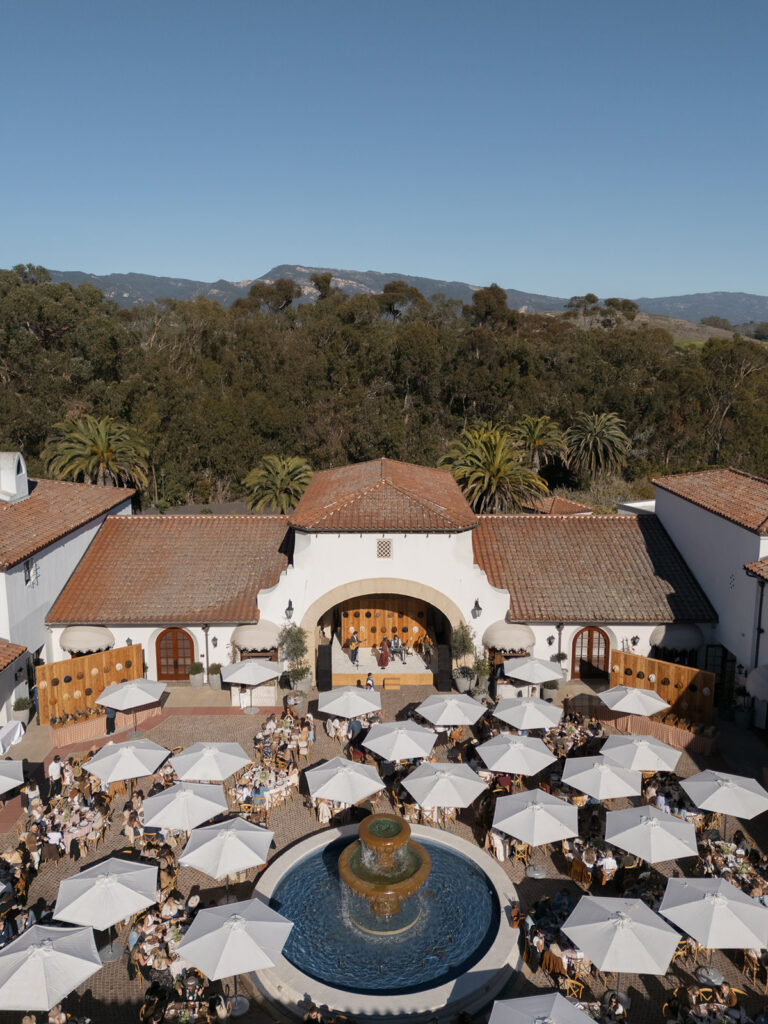 Courtyard lunch setup at Ritz Bacara Santa Barbara during Engage Summit