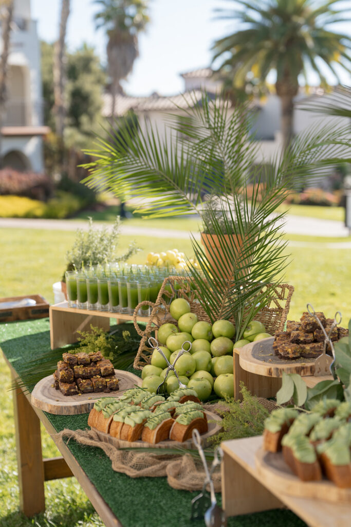 Green-themed dessert display at Engage Summit Santa Barbara daytime event