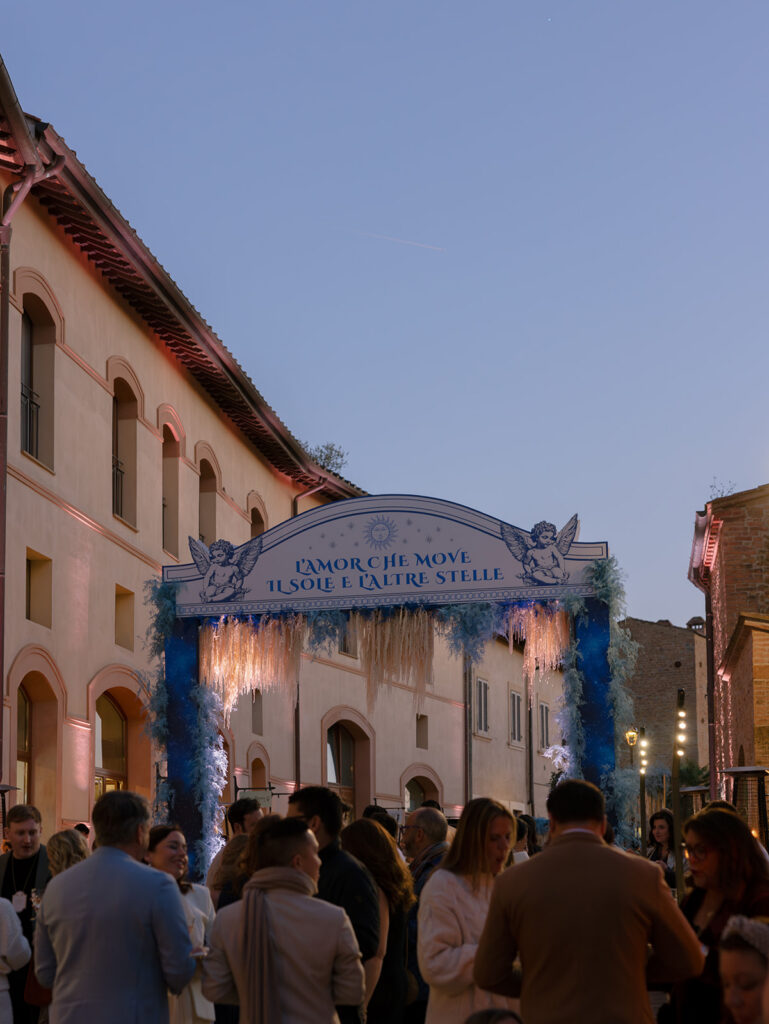 Entrance installation at Engage Summit Tuscany welcome party