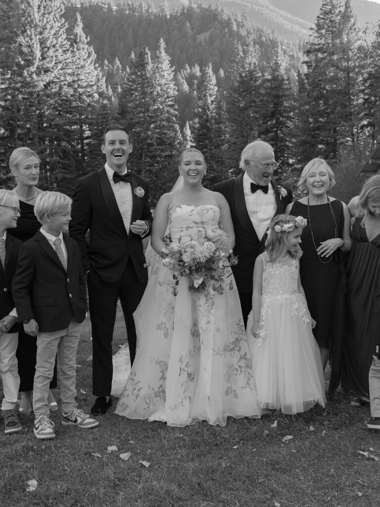 family portrait during ceremony at Mountain Sky Guest Ranch