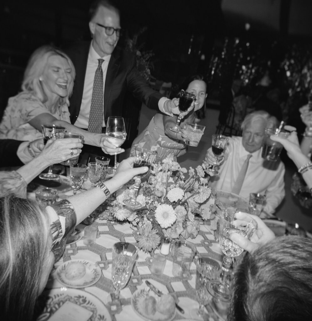 guests raising glasses during reception at Beaver Creek wedding