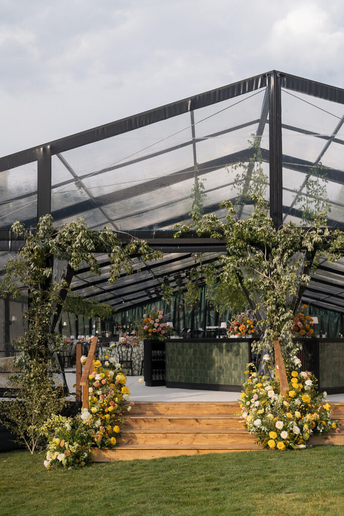 reception inside glass tent at Park Hyatt Beaver Creek wedding