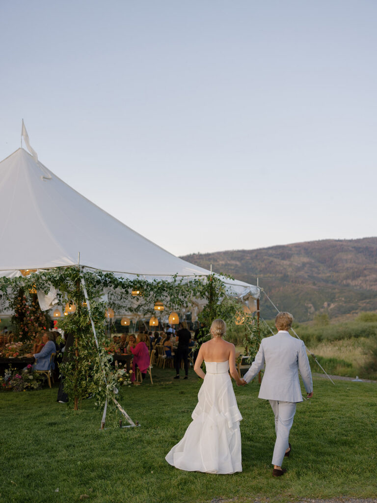 sailcloth tent reception setup at Catamount Ranch Colorado