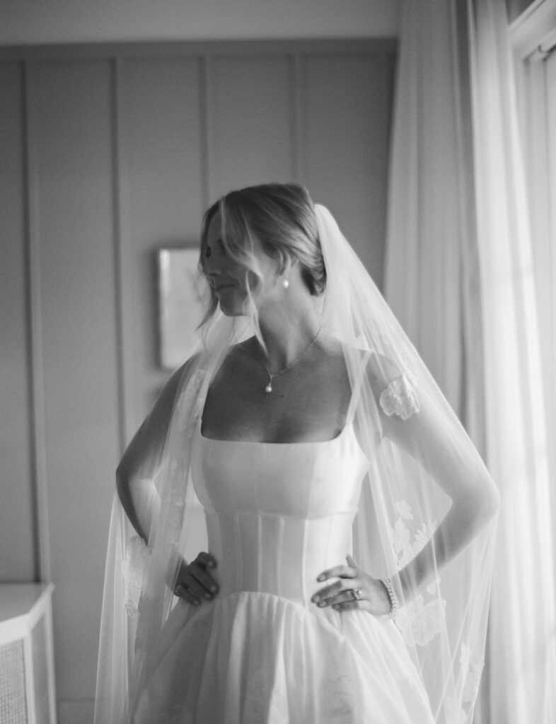 bride portrait in veil at Dunlin Auberge wedding