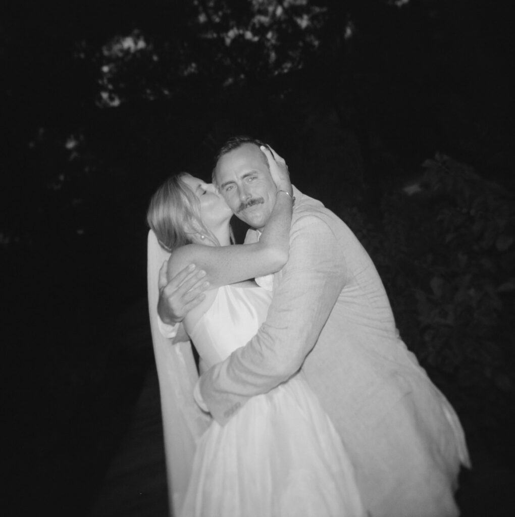 couple portrait at night at Dunlin Auberge wedding