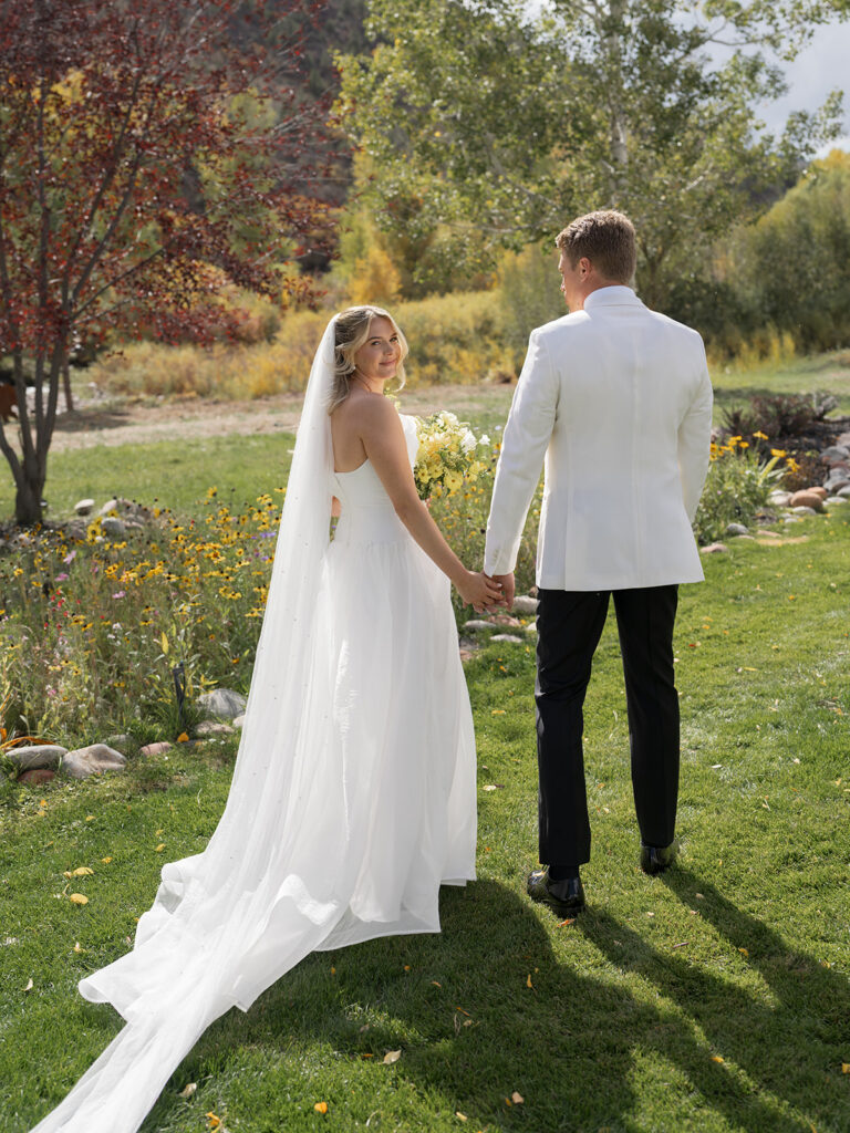 couple walking together at Aspen private residence