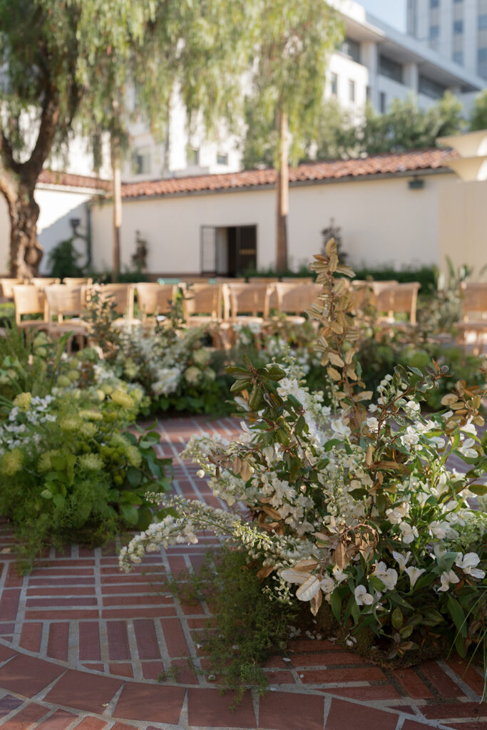 ceremony florals at downtown Los Angeles Union Station wedding